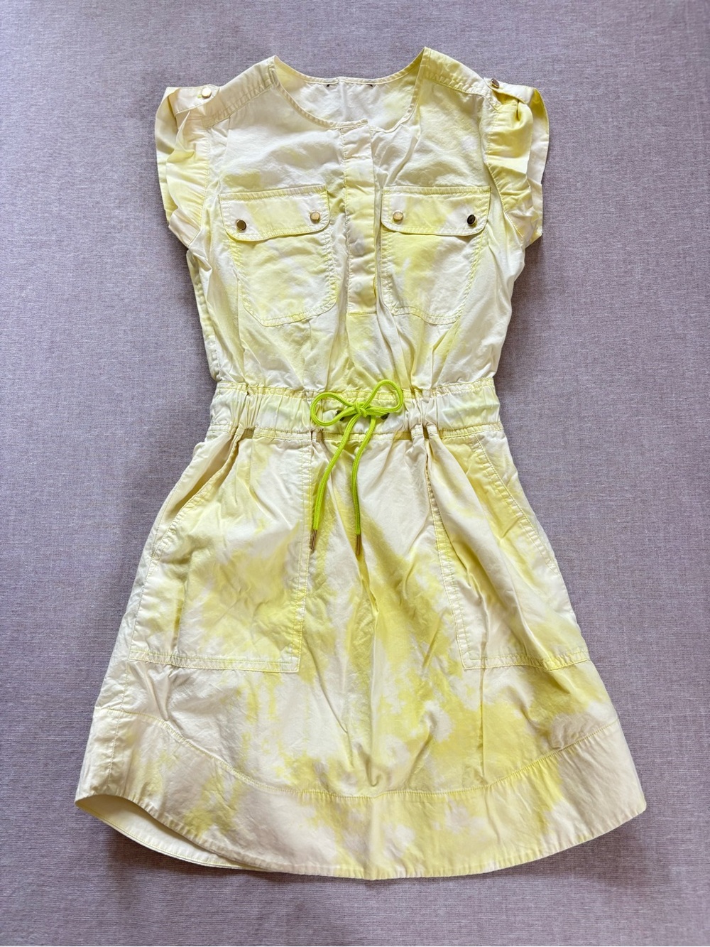 Yellow pastel tie dye festival utility dress Size 2 - Picture 3 of 11